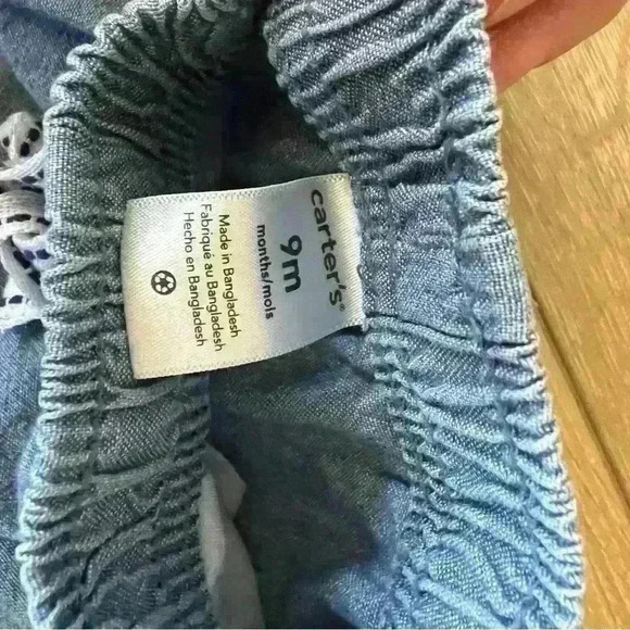 5/$10-Carters Baby Girl Blue Jean Paperbag Shorts Size 9 Months - Picture 3 of 3